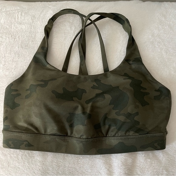 Lululemon Energy Bra Camo Fatigue Green Size 6 - Picture 11 of 14